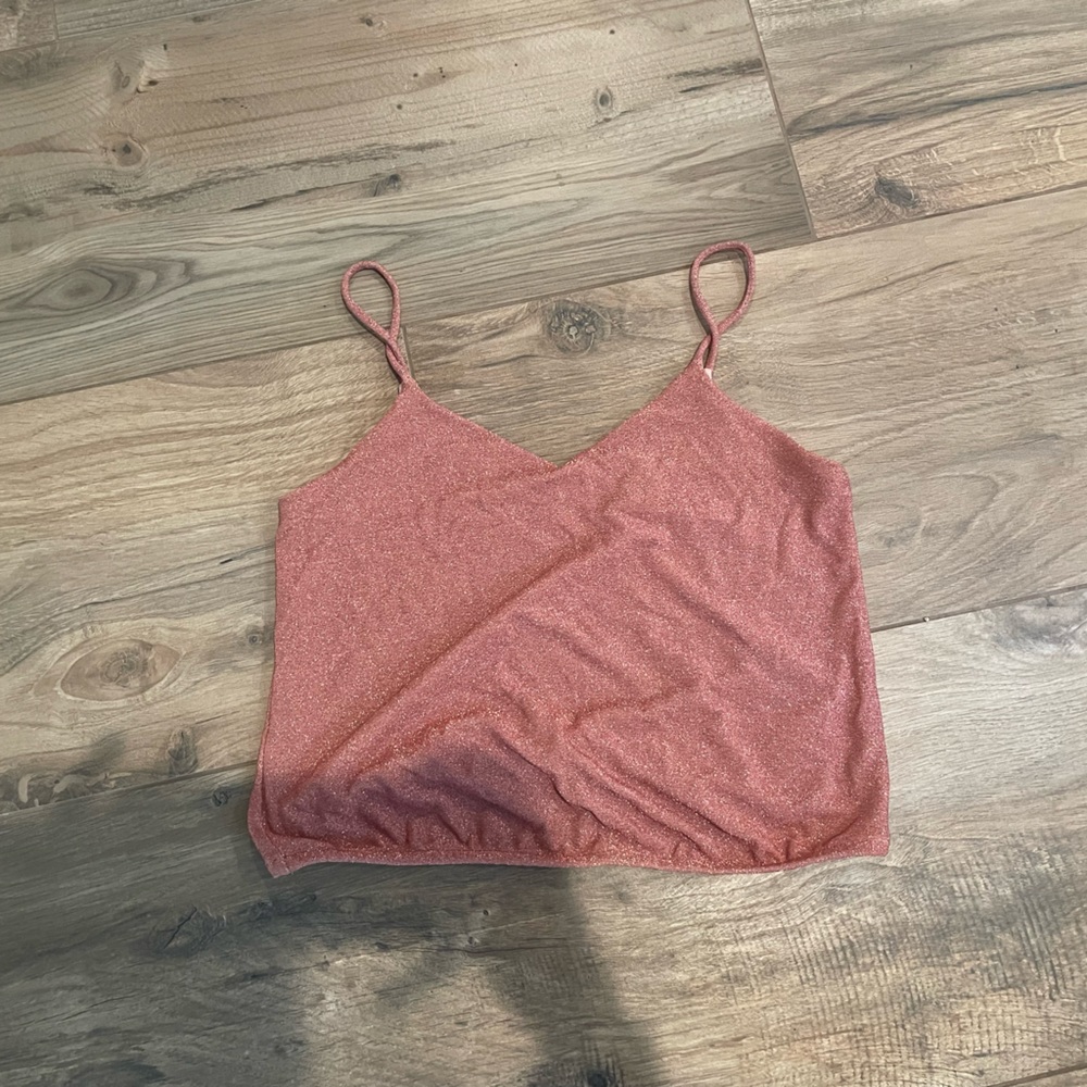 express shimmer tank top pink size small